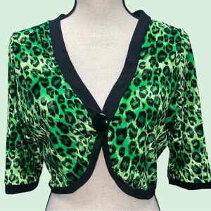 Dress to Kill Green Leopard Velvet Shrug Bolero